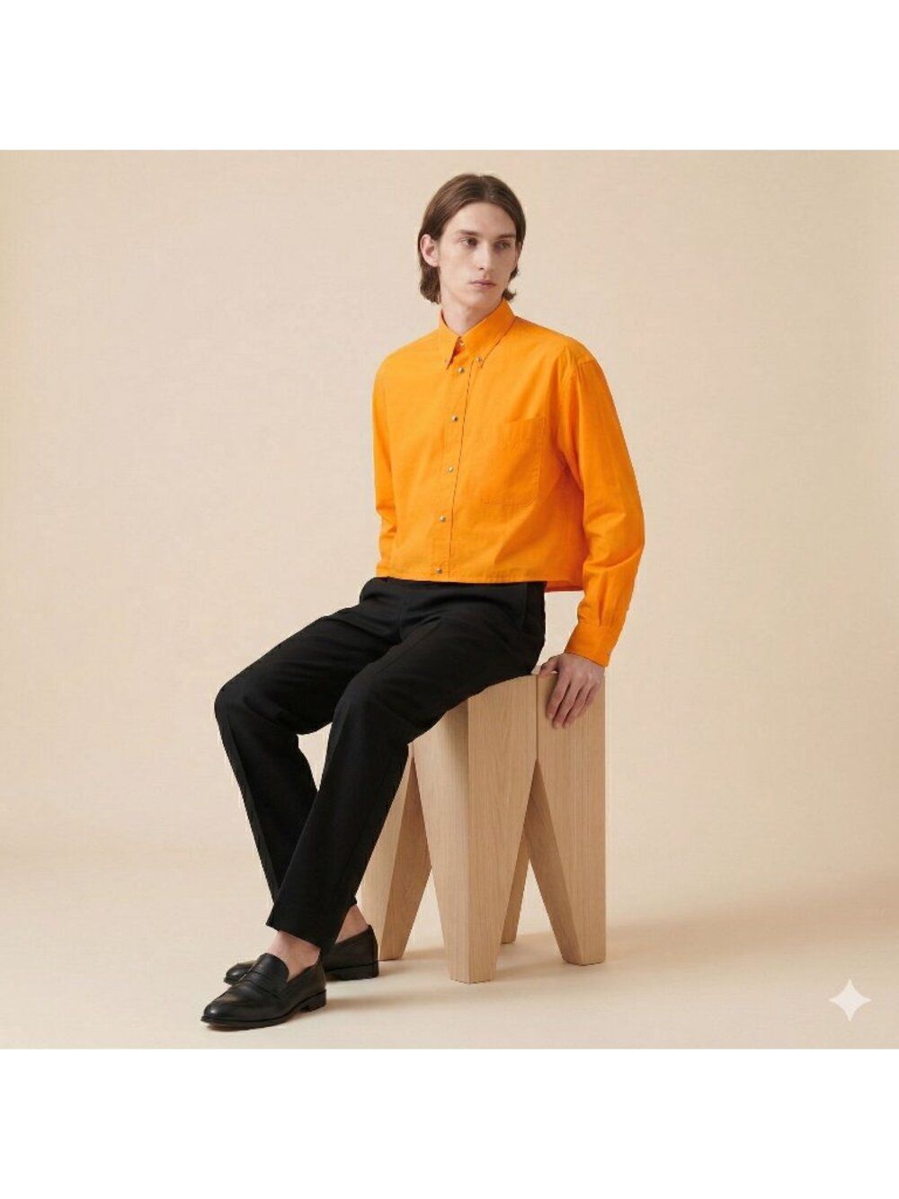 Vintage 1980s Thierry Mugler Archival Orange Snap Shirt Avant Garde Mens Blouse